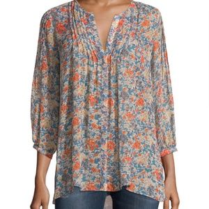 Joie Floral Print Silk Blouse Medium